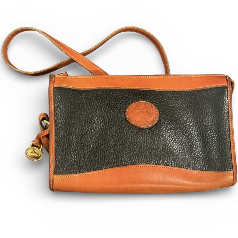 Vintage Dooney & Bourke Black and Tan All Weather Leather Handbag